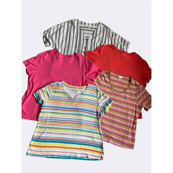 Tops - Ladies Retro Causal Pullover Shirt Lot of 5 Size XL 1X and X